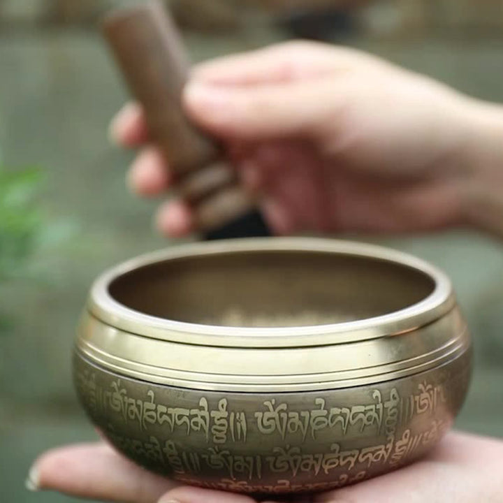 Buddha Stones Tibetan Sound Bowl Handcrafted for Focus and Meditation Peaceful Happiness Singing Bowl Set - image 4