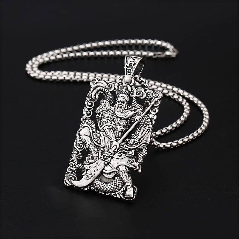 Buddha Stones Guan Gong Dragon Auspicious Clouds Wealth Necklace Pendant - image 1