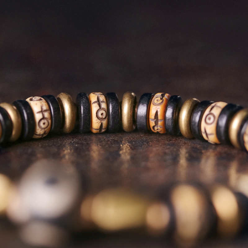 Buddha Stones Tibetan Bone Beads Ebony Wood Strength Bracelet - image 7