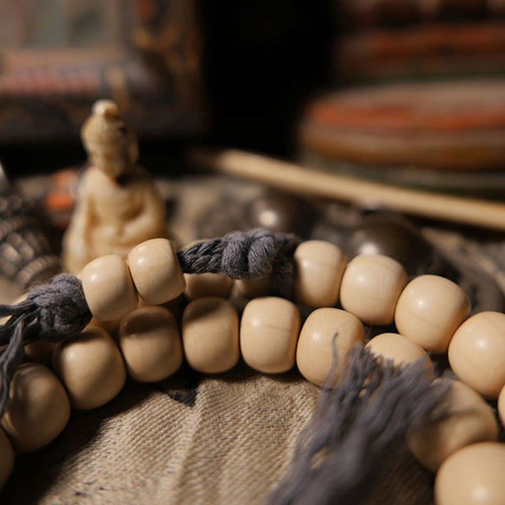 Buddha Stones 108 Mala Beads Abelia Biflora Wood Warding Off Evil Spirits Wrist Mala - image 4