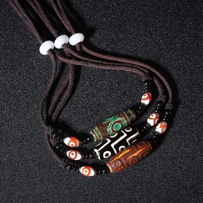 Buddha Stones Tibetan Nine-Eye Dzi Bead Protection String Necklace - image 9