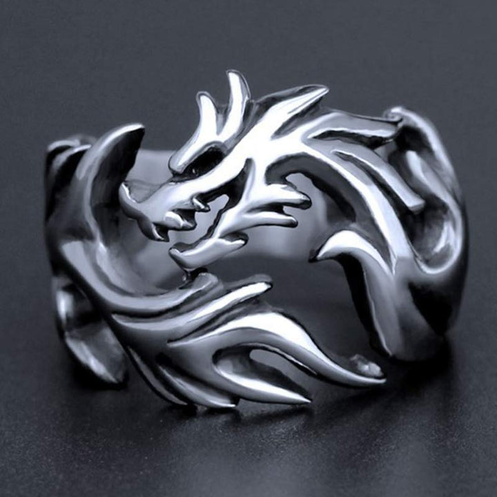 Buddha Stones Dragon Pattern Protection Strength Adjustable Ring - image 14