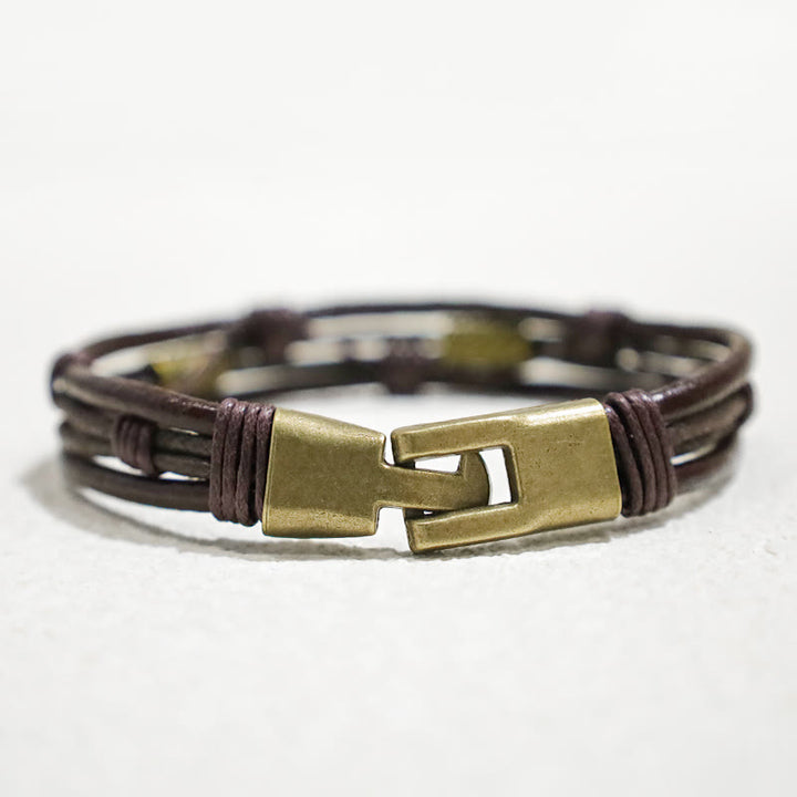 Buddha Stones Vintage Leather Wrist Band Brown Rope Layered Bracelet Bangle - image 6
