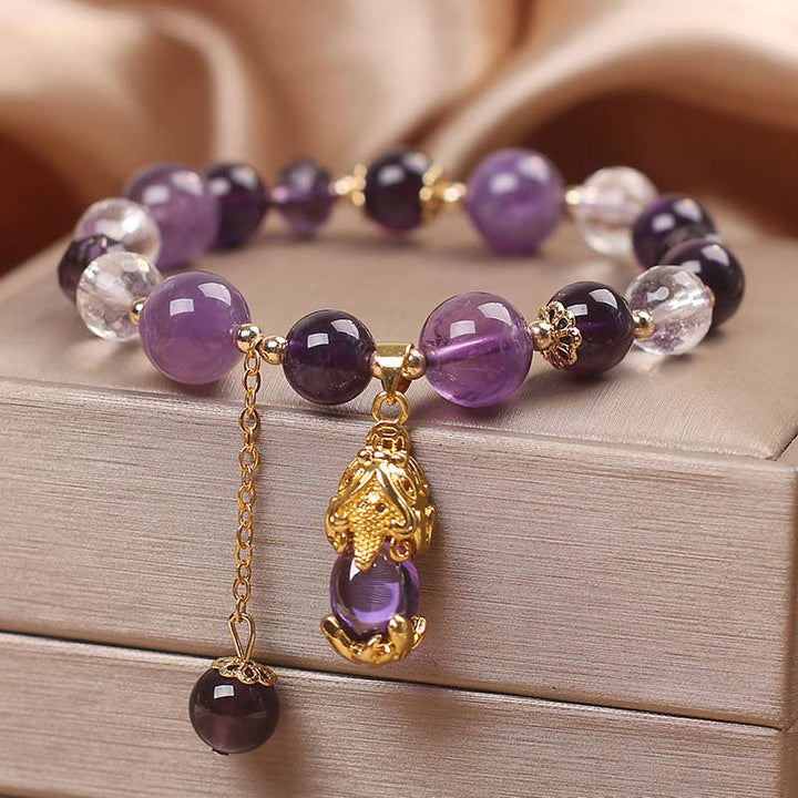 Buddha Stones  Natural Amethyst PiXiu Healing Bracelet - image 1