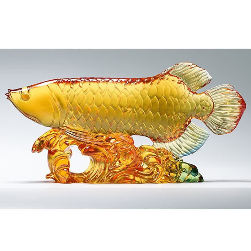 Buddha Stones Handmade Liuli Crystal Koi Fish Art Piece Luck Home Office Decoration - image 4