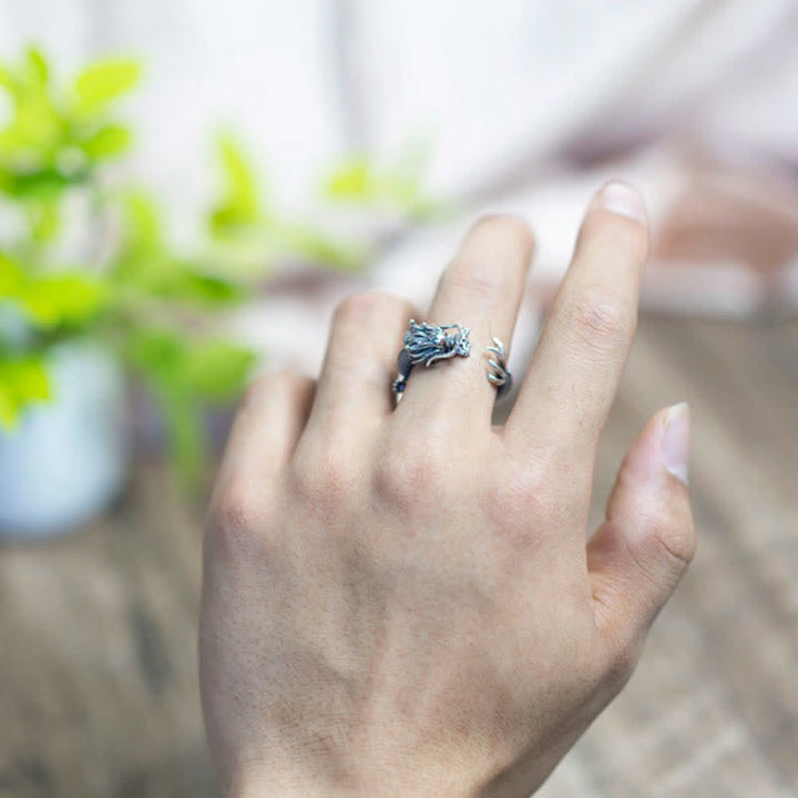 Buddha Stones 925 Sterling Silver Dragon Luck Protection Ring - image 3