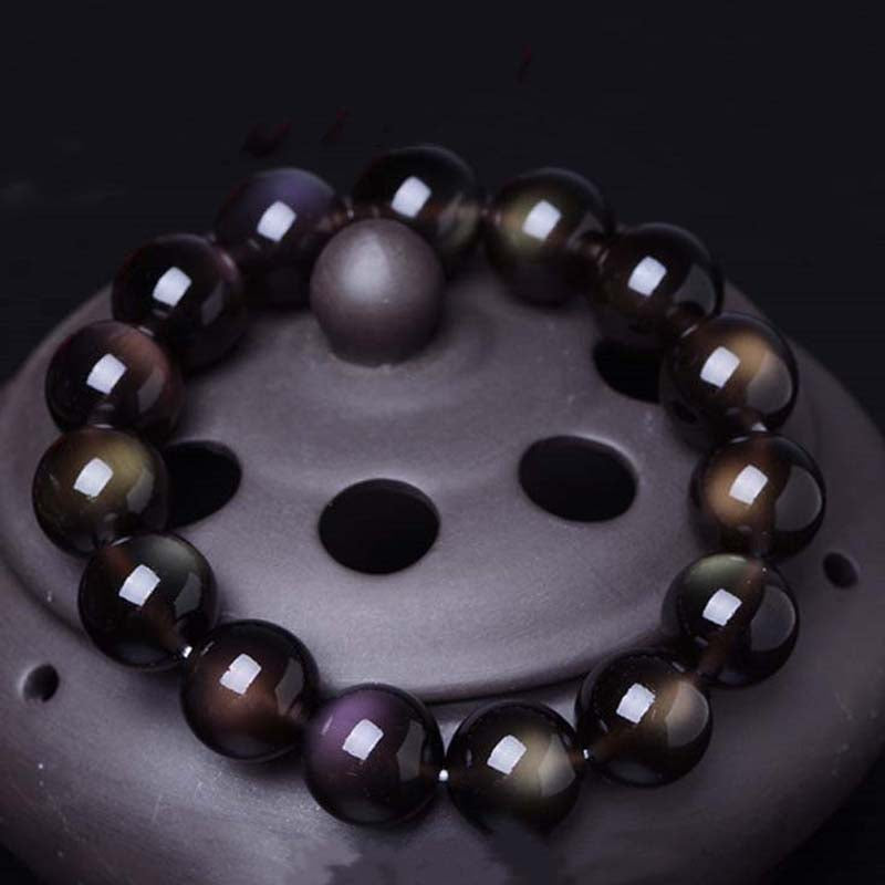 Buddha Stones Natural Rainbow Obsidian Positive Bracelet - image 2