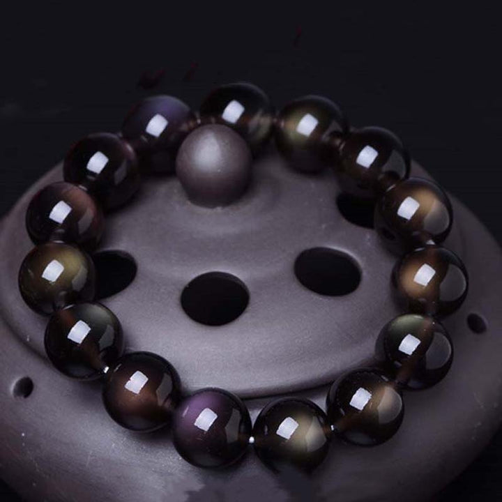 Buddha Stones Natural Rainbow Obsidian Positive Bracelet - image 2