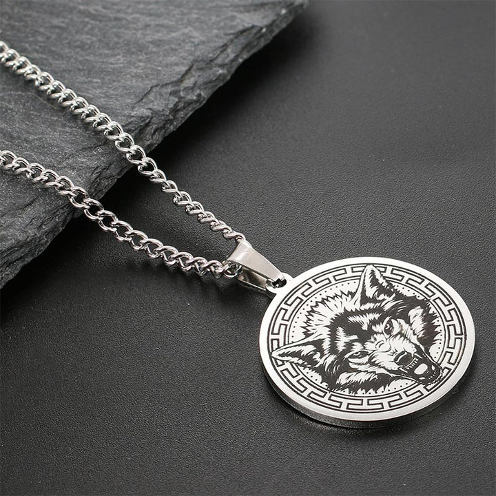 Buddha Stones Animal Titanium Steel Chain Necklace Protection Pendant - Silver Wolf - image 12