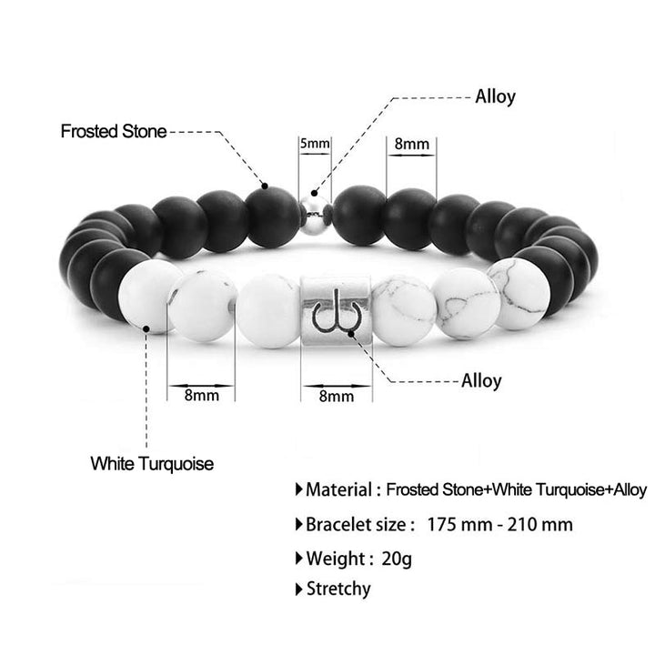 Buddha Stones 12 Constellations of the Zodiac Natural Frosted Stone White Turquoise Bead Fortune Bracelet - image 18