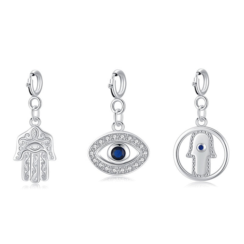 925 Sterling Silver Evil Eye Hamsa Symbol Prosperity Luck Chain Necklace Pendant - image 0