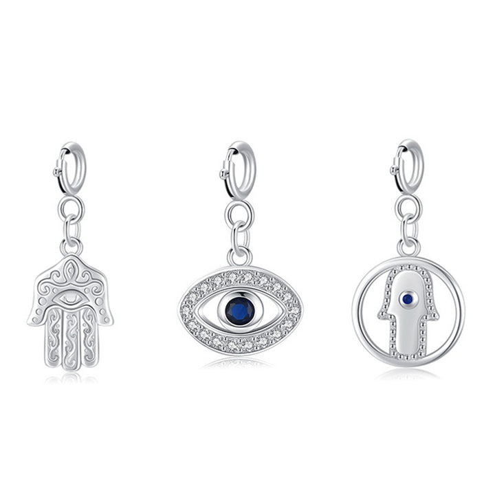 925 Sterling Silver Evil Eye Hamsa Symbol Prosperity Luck Chain Necklace Pendant - image 0