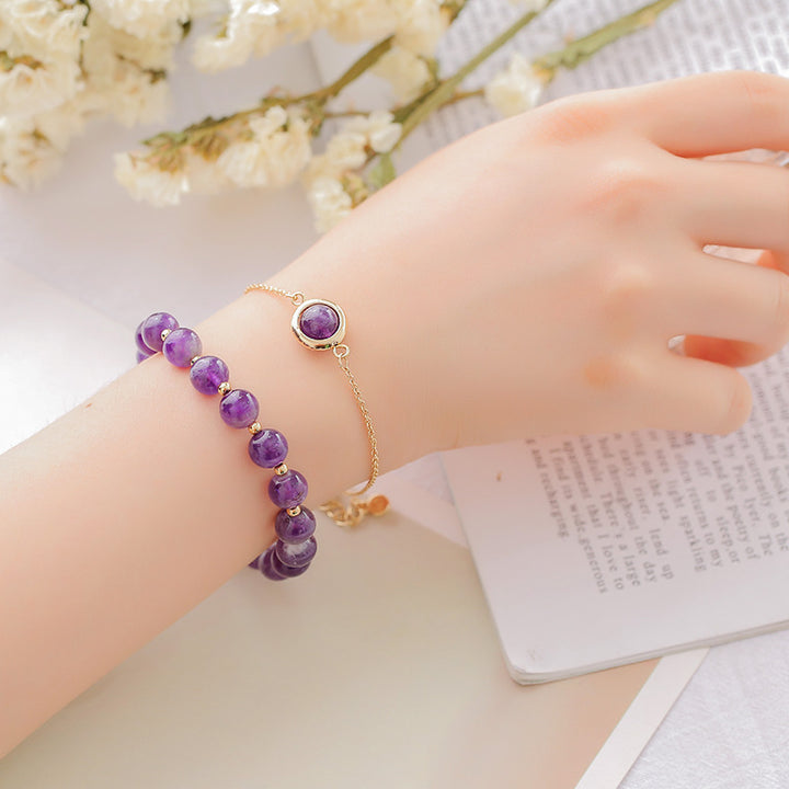 Buddha Stones Sun Stone Strawberry Quartz Crystal Positive Bracelet - Amethyst - image 6