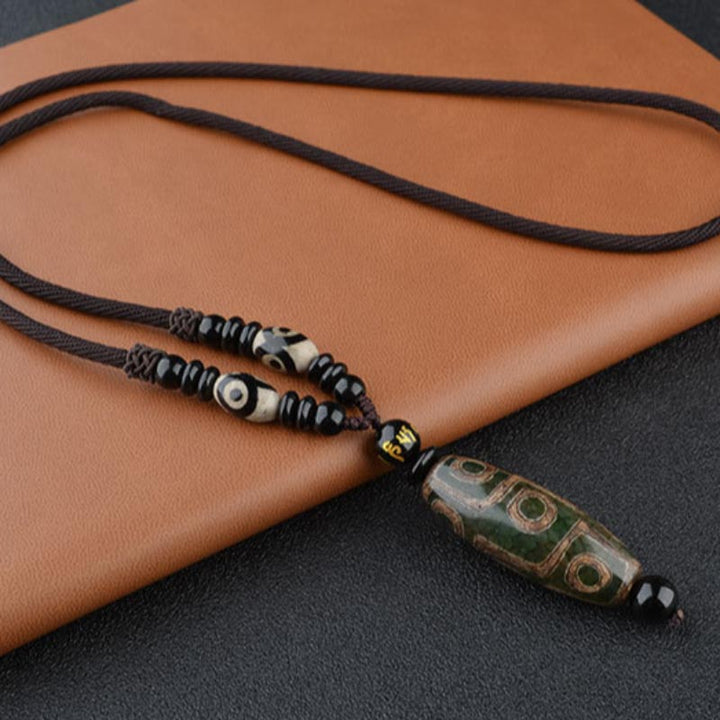 Buddha Stones Nine-Eye Dzi Bead Wealth Protection Necklace - image 7
