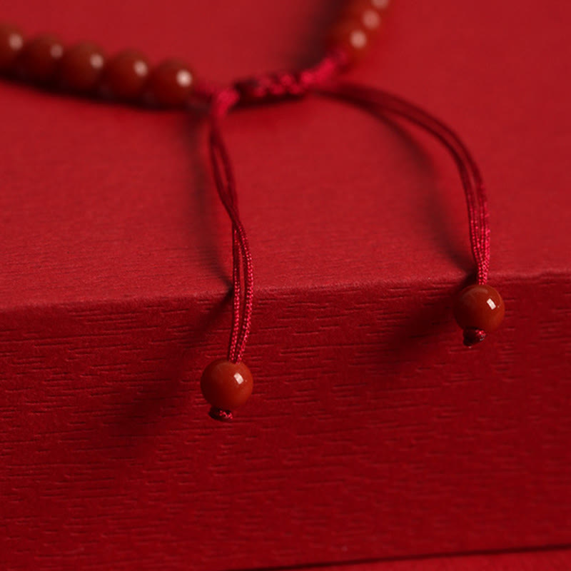 Buddha Stones Natural Red Agate Hetian Jade Double Peace Buckle Confidence Bracelet - image 5
