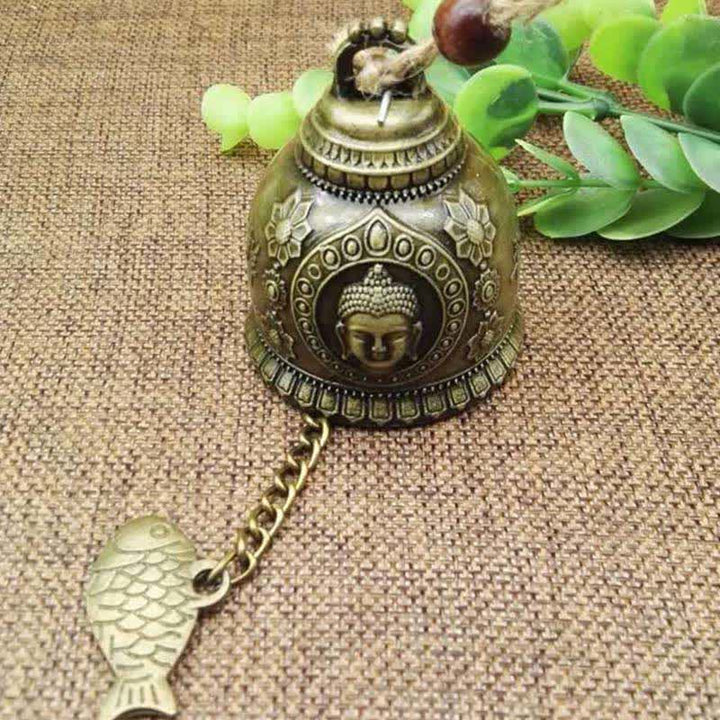Buddha Stones Feng Shui Buddha Koi Fish Dragon Elephant Wind Chime Bell Luck Wall Hanging Decoration - Buddha&Koi Fish - image 1