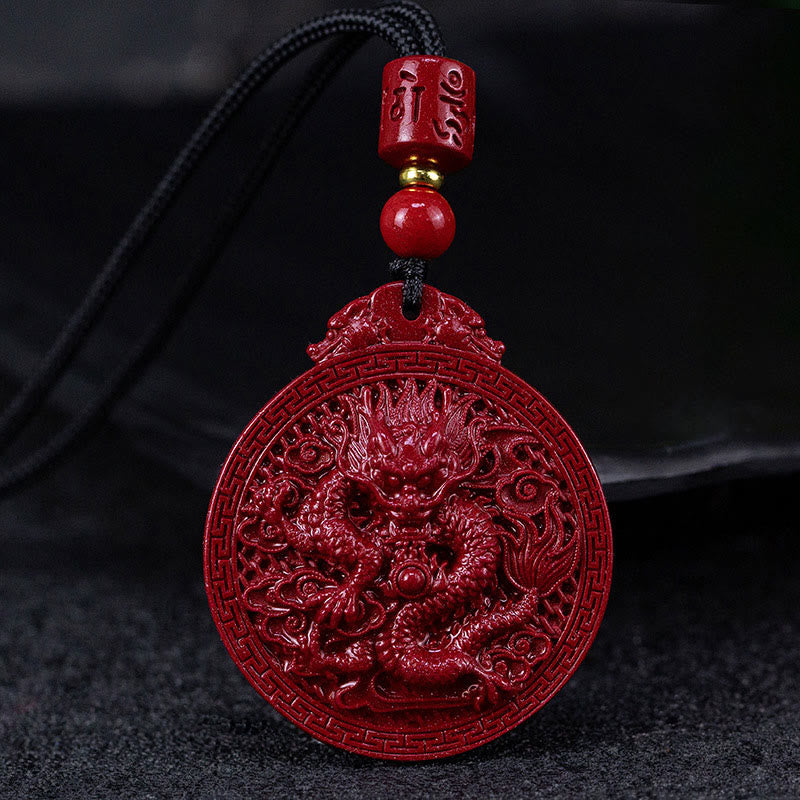 Buddha Stones Year of the Dragon Natural Cinnabar Dragon Protection Necklace Pendant - Dragon(Luck♥Strength) - image 0