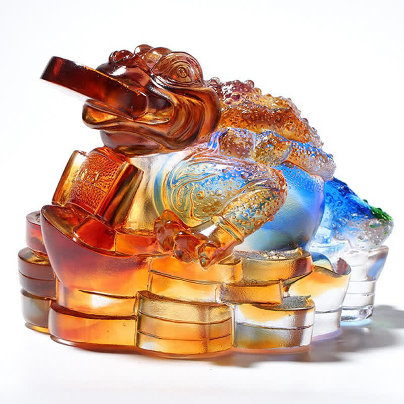 Buddha Stones Feng Shui Frog Handmade Liuli Crystal Art Piece Wealth Home Office Decoration - image 13