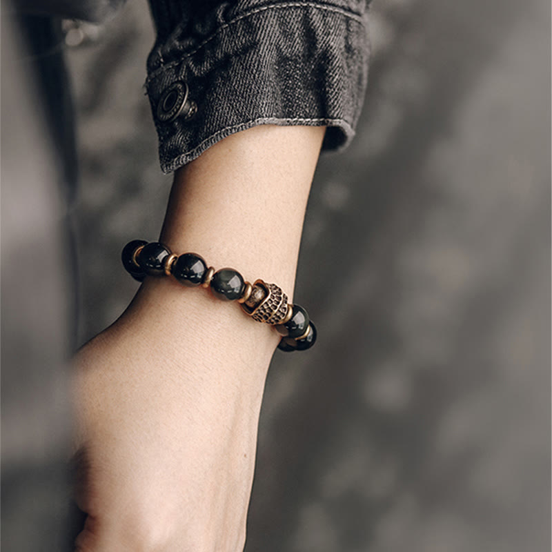 Buddha Stones Rainbow Obsidian Copper Love Healing Bracelet - image 7