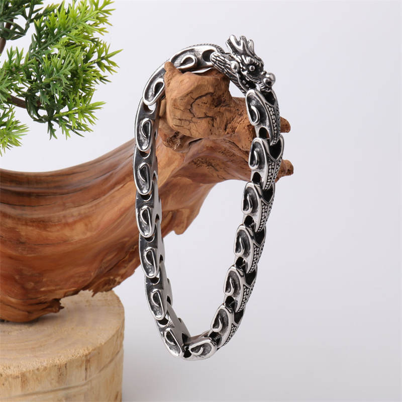 Buddha Stones Dragon Titanium Steel Luck Bracelet Bangle - image 2