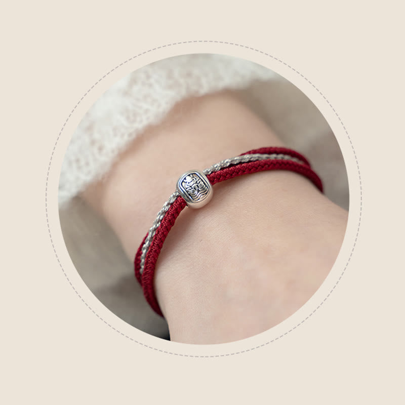 Buddha Stones 925 Sterling Silver Tibetan Zakiram Goddess of Wealth Luck Rope Bracelet - image 8