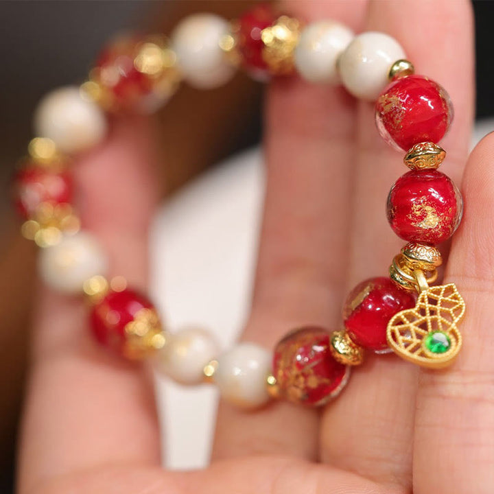 Buddha Stones Gourd God Of Wealth Charm Fortune Liuli Glass Bead Incense Ash Porcelain Bead Bracelet - image 3