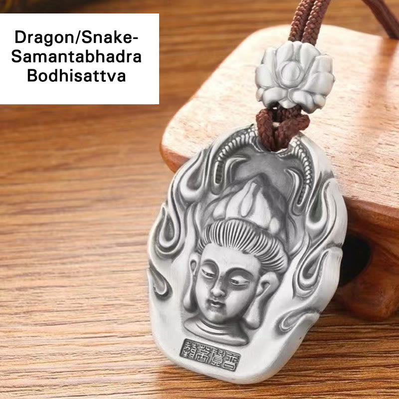 Buddha Stones Chinese Zodiac Natal Buddha Om Mani Padme Hum Lotus Compassion Necklace Pendant - Dragon/Snake-Samantabhadra Bodhisattva - image 13