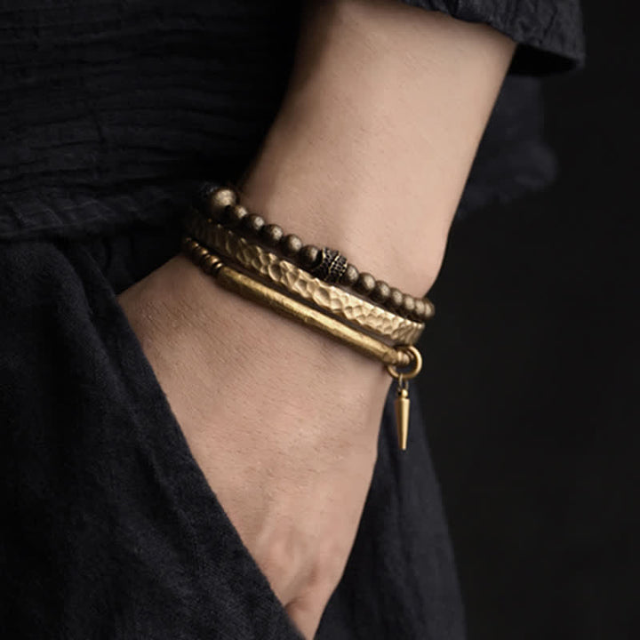 Buddha Stones Lava Rock Stone Copper Balance Cuff Bracelet Bangle - image 4