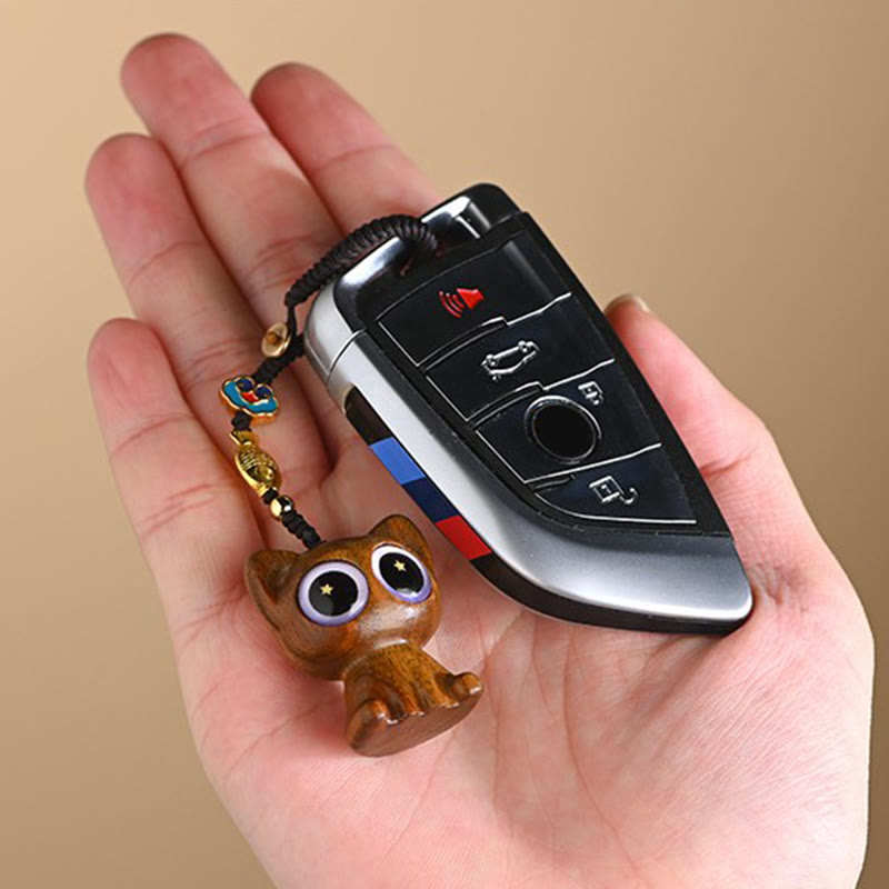 Buddha Stones Green Sandalwood Lucky Cat Koi Fish Cure Key Chain Phone Hanging Decoration - image 13