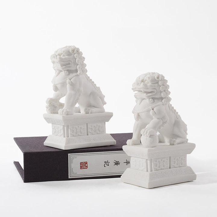 Buddha Stones 2Pcs Lion Statue Courage Strength Resin Home Office Decoration - image 4