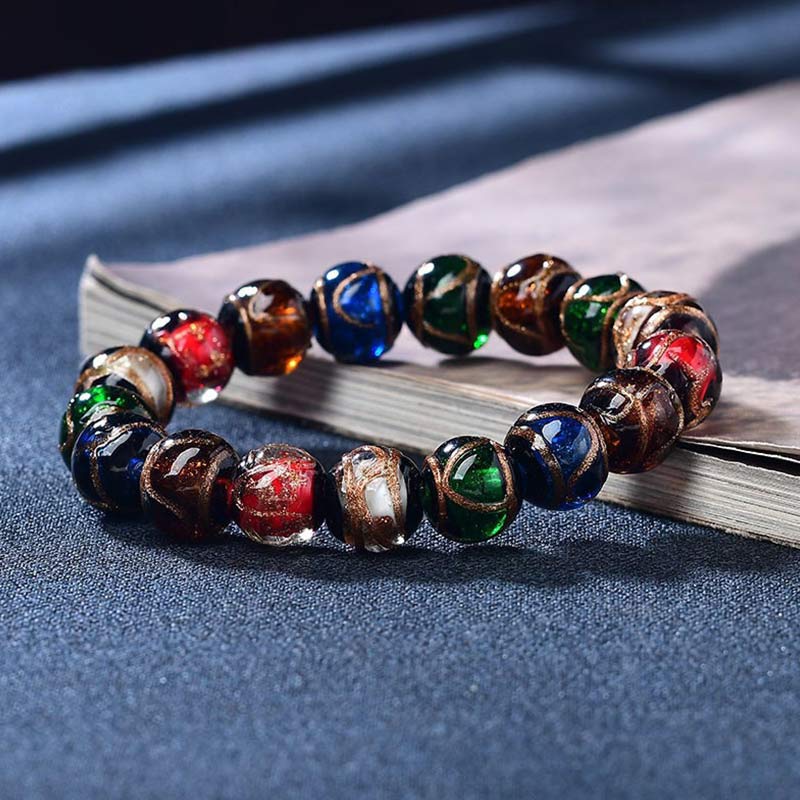 Buddha Stones Colorful Liuli Glass Bead Luck Bracelet - image 3