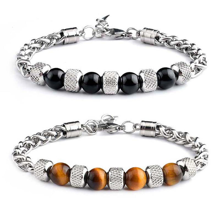 Buddha Stones Black Onyx Tiger Eye Bead Courage Bracelet - image 0