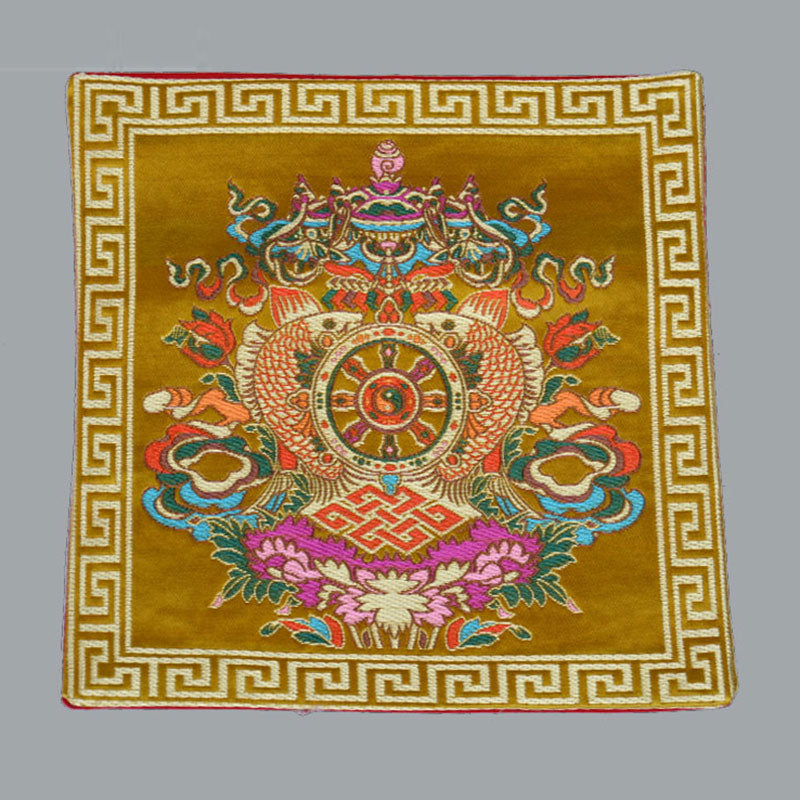 Buddha Stones Prayer Altar Mat Healing Meditation Vajra Auspicious Symbols - 8 Auspicious Symbols - Yellow - image 14