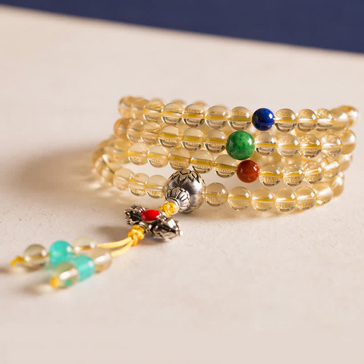 925 Sterling Silver 108 Mala Beads Natural Citrine Red Agate Amber Pleasure Charm Bracelet - image 22