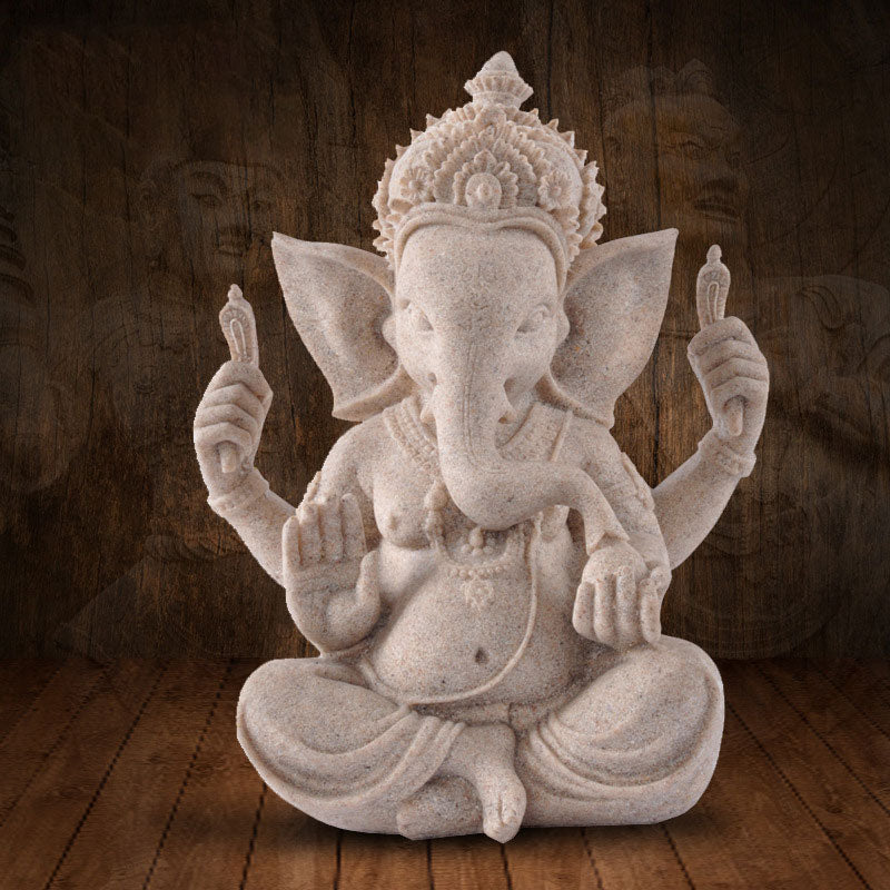 Buddha Stones Ganesh Ganpati Elephant Statue Wealth Blessing Home Decoration - Gray - image 0