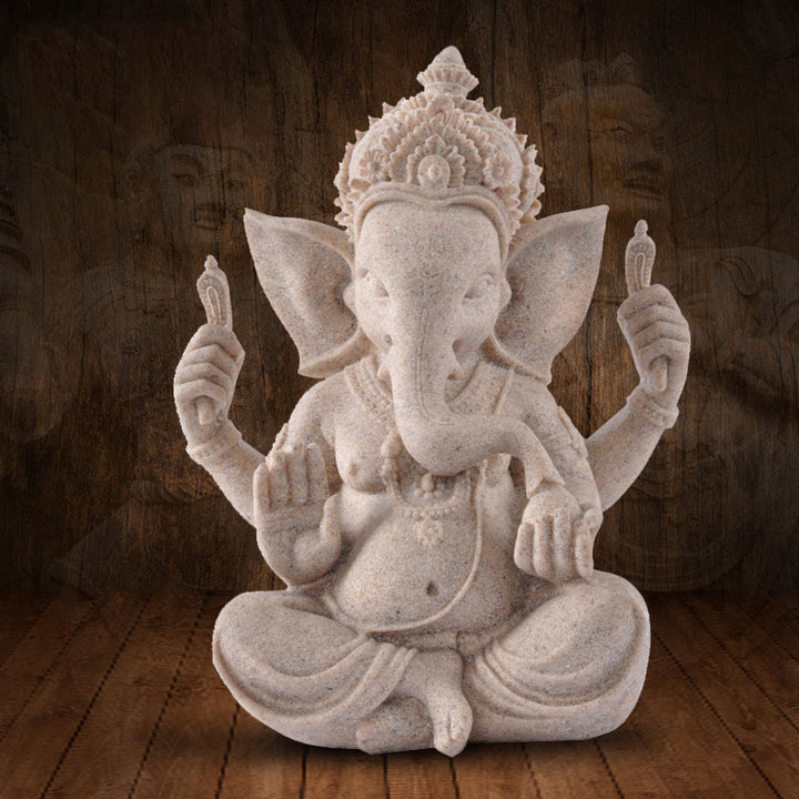 Buddha Stones Ganesh Ganpati Elephant Statue Wealth Blessing Home Decoration - Gray - image 0