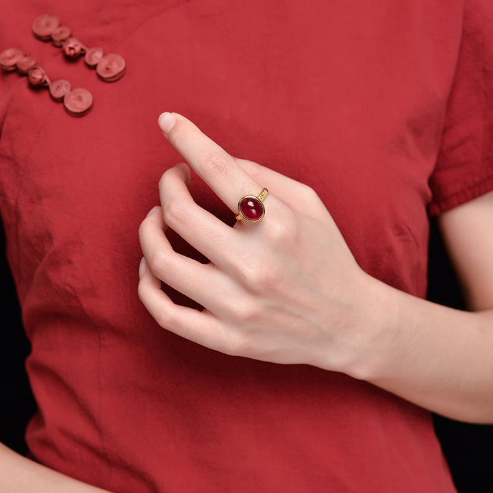 Buddha Stones 925 Sterling Silver Red Corundum Courage Ring - image 8