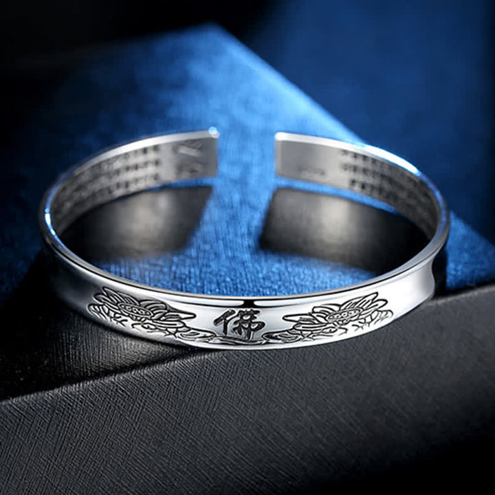 Buddha Stones Heart Sutra Mantra Lotus Peace Copper Cuff Bracelet Bangle - image 7