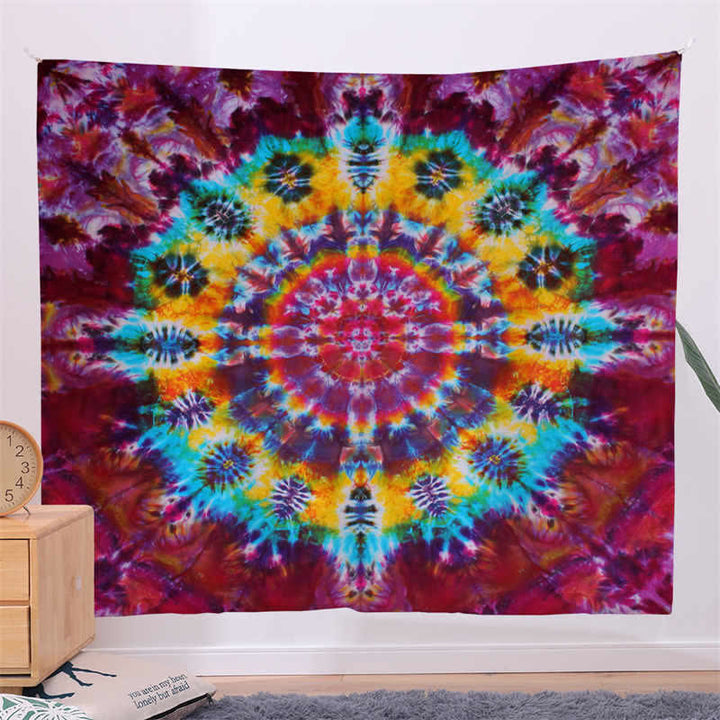 Bohemian Mandala Pattern Tapestry Wall Hanging Wall Art Focus Creativity Home Living Room Decor - Dark Red - 150*230cm - image 6