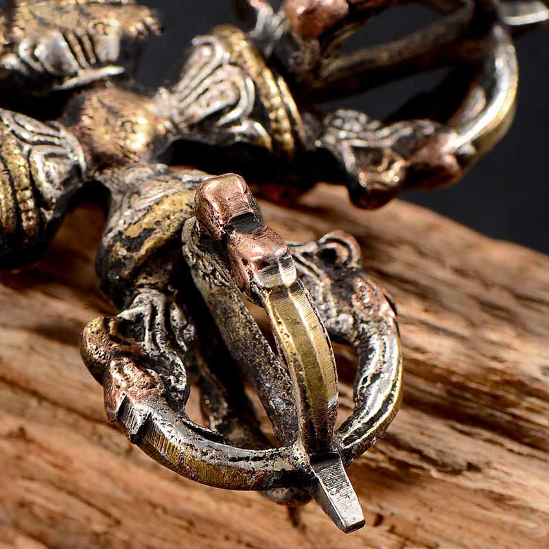 Tibetan Handmade 5 Prong Double Dorje Copper Iron Thunderbolt Strength Vajra - image 1