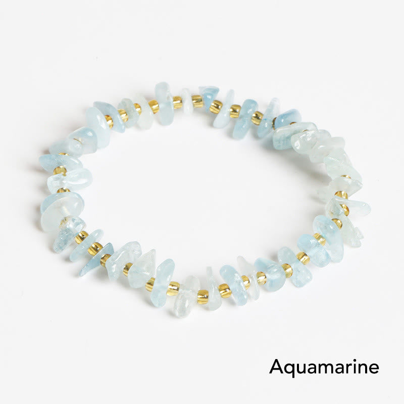 Buddha Stones Natural Irregular Shape Stone Crystal Meditation Balance Bracelet - Aquamarine - image 9