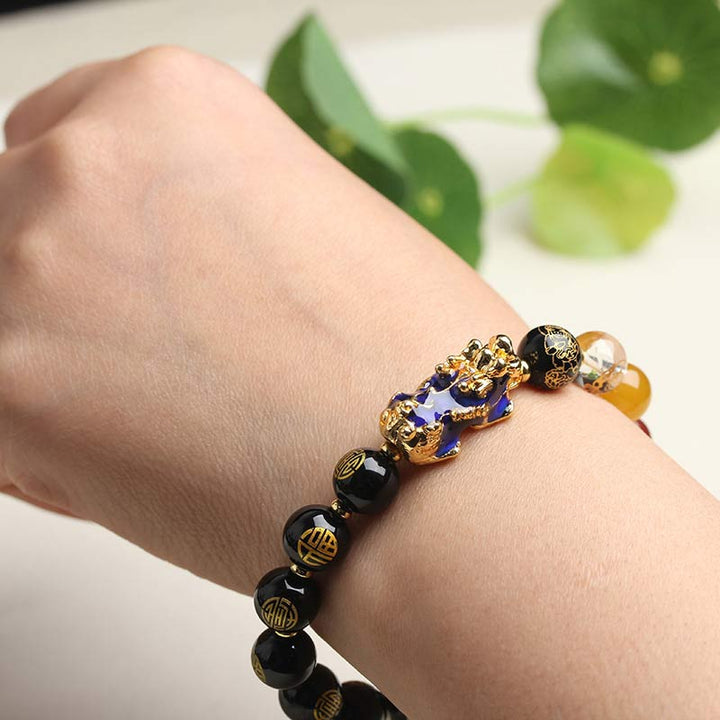 Buddha Stones Color-Changing Pixiu Obsidian Luck Bracelet - image 4