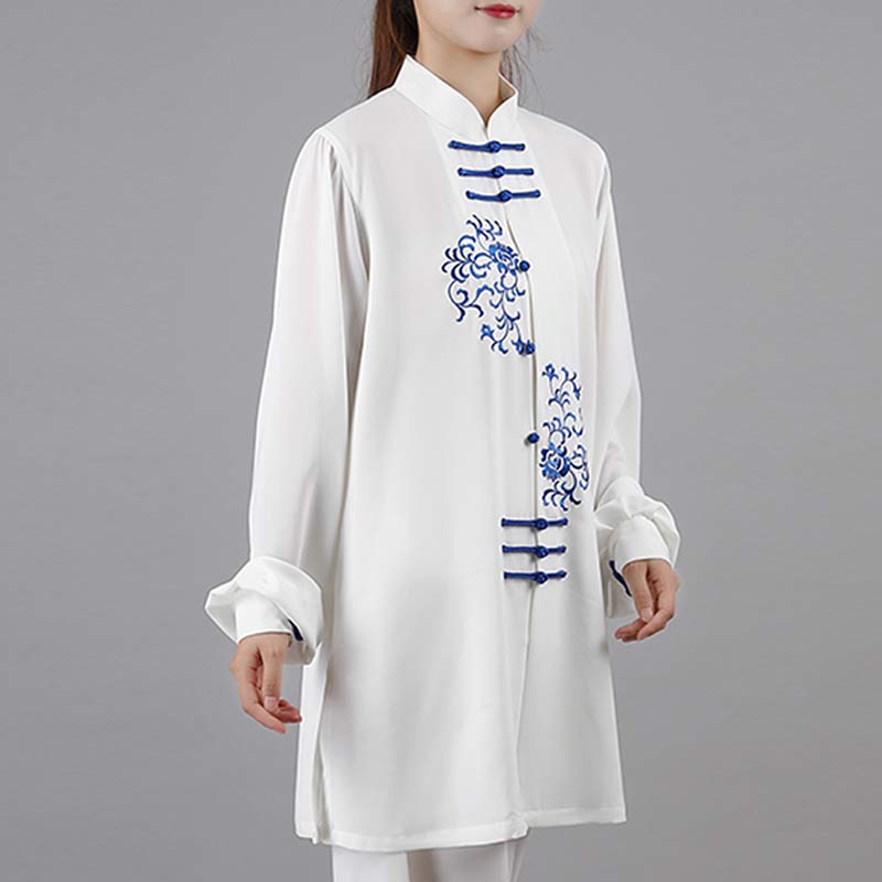 Buddha Stones Flower Embroidery Meditation Prayer Spiritual Zen Tai Chi Qigong Practice Unisex Clothing Set - image 5