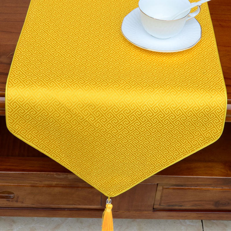 Prayer Altar Flower Vajra Dragon Pattern Tibetan Auspicious Symbols Tassels Jacquard Table Runner - image 17