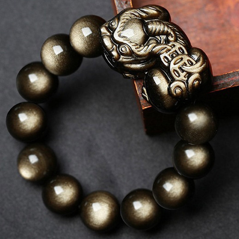 FengShui PiXiu Golden Obsidian Protection Bracelet - image 1