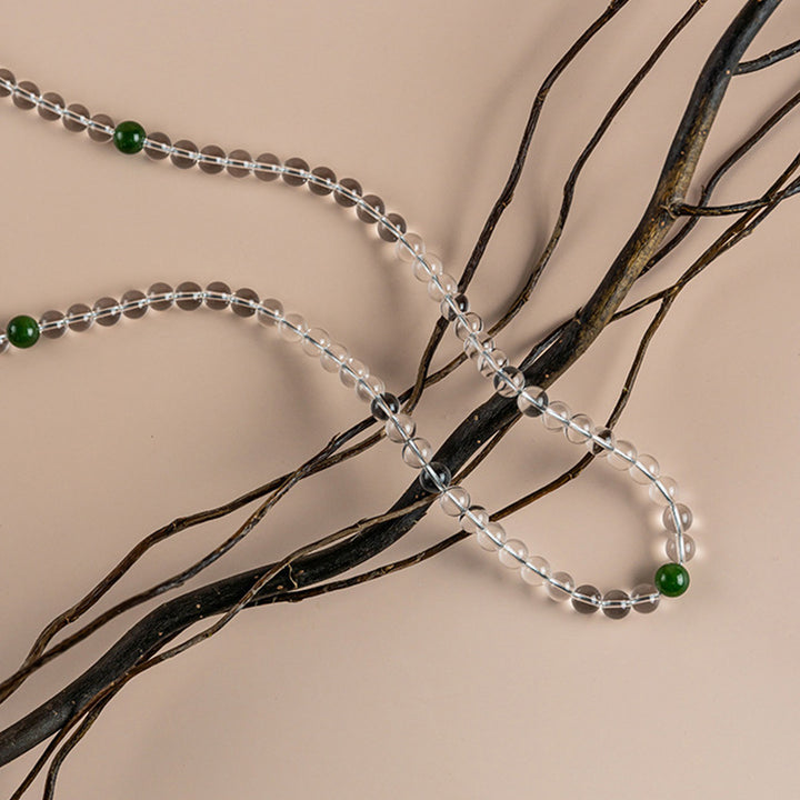 Buddha Stones 108 Beads White Crystal Jade Meditation Bracelet Mala - image 17