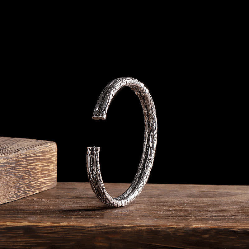 Buddha Stones Flower Dragon Pattern Engraved Balance Cuff Bracelet Bangle - image 2