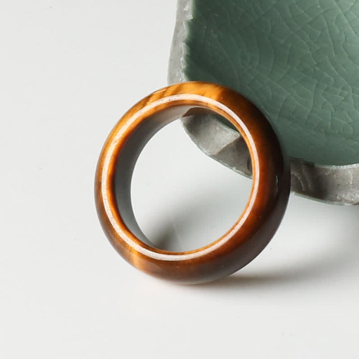 Buddha Stones Tiger Eye Stone Strength Protection Ring - image 0