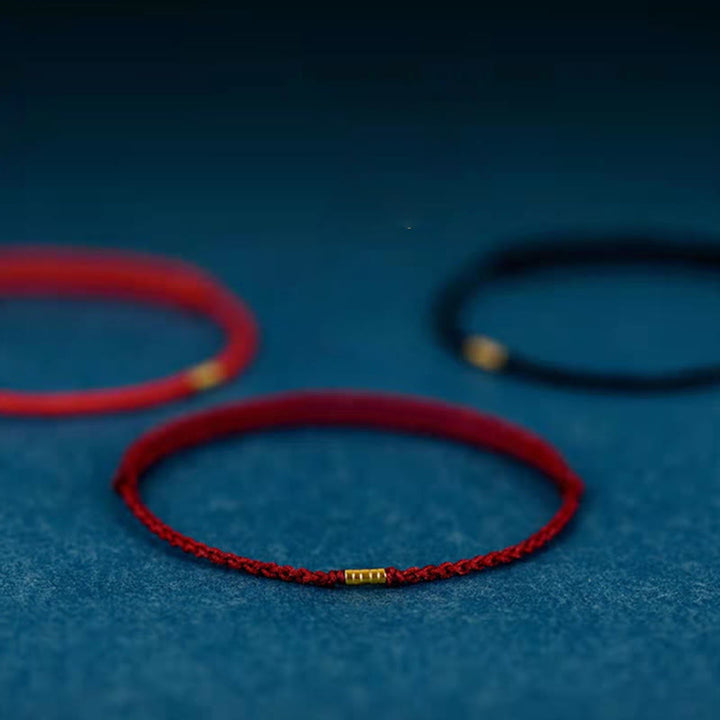 Buddha Stones 925 Sterling Silver Lucky Golden Bead Braided String Bracelet Anklet - image 11