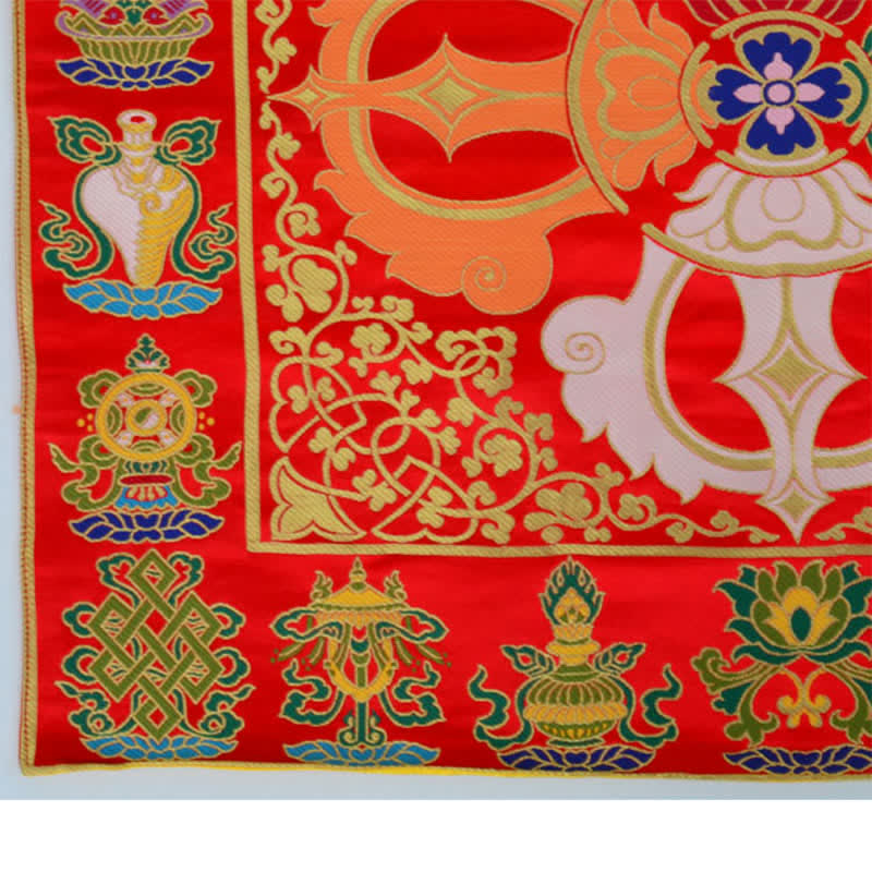 Flower Endless Knot Prayer Altar Mat Healing Meditation 8 Auspicious Symbols Mat Table Runner - image 18